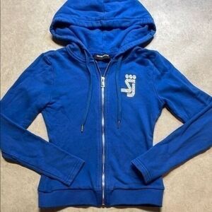Shane Justin woman/juniors zip up royal blue hoodie. Size S.
